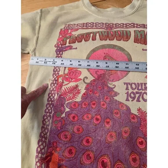 Fleetwood Mac 1970 Tour Sweatshirt Peacock Graphic Cream XS Band Tee - Picture 6 of 7